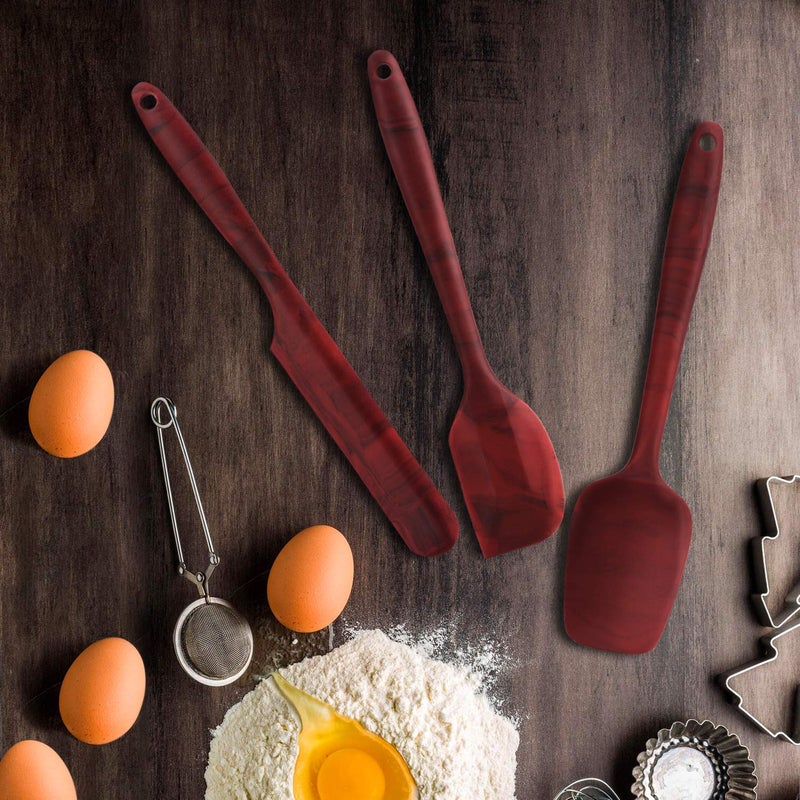 DOSMAMZ 3PACK Silicone Spatula Set  BPA-Free 600F High Temperature resistance  One-piece Seamless Design  Non -Stick Kitchen Spatulas for Cooking  Baking and Mixing  with Patented Marble Pattern - Image 3